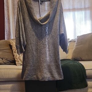 BCX Heather Gray Cowl Neck Sweater